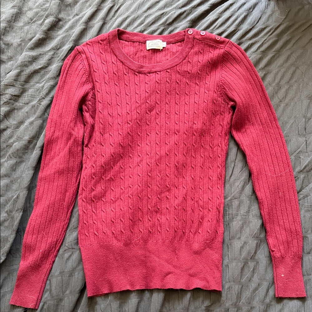 Cielo Women's Red Cable Knit Sweater